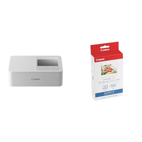 Canon Selphy CP-1500 Blanc & KC-18IF Kit 18 Impressions Format Carte De Crédit Autocollant 5,4 X 8,6 pour SELPHY CP1300, CP1200, CP1000, CP900, CP910, CP820, CP810, CP800, CP790, CP780