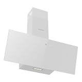 Aspes Cappa aspirante decorativa inclinata 90 cm, vetro bianco, ACPD901AIN. Potenza 370 m3/h, 3 velocità, 2 filtri, 59 dB, livello sonoro, controllo touch, lavabile in lavastoviglie
