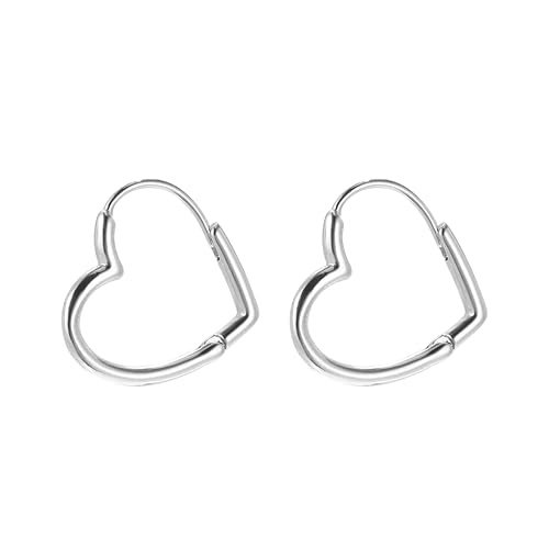 Silberne Creolen Herz Ohrringe Für Frauen Silberne Huggie Statement Anlaufbeständige Leichte Ohrringe Mode Schmuck Geschenk Für Sie