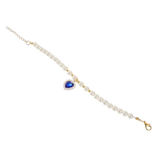 MERRYHAPY Adjustable Sapphire Pearl Cat Necklace Decorative Wear-Resistant Collar for Cats and Dogs PET Accessory