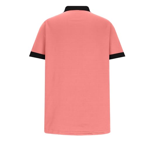 Mens Casual Shirts Classic Short Sleeve T-Shirts Button Down Cotton Tops Fashion Color Block Loose Fit Blouses4