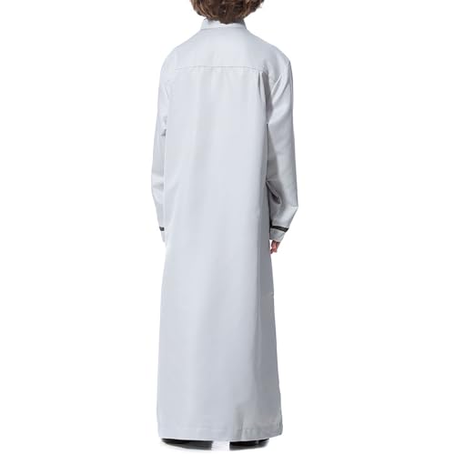 Boys Muslim Thobe Islamic Arabic Kaftan Button 𝐑obe Long Sleeve Middle East Prayer Dress Teen Kids Muslim Prayer 𝐑obe4