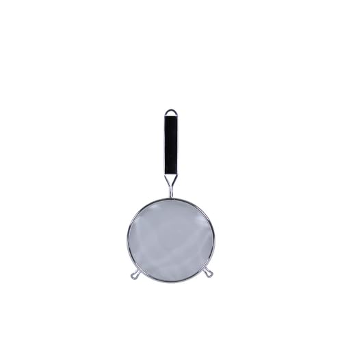 A-to-Z Supply SLSTN5306PB Strainer, 6" Dia. Single Medium mesh, Black Plastic Handle, Stainless Steel