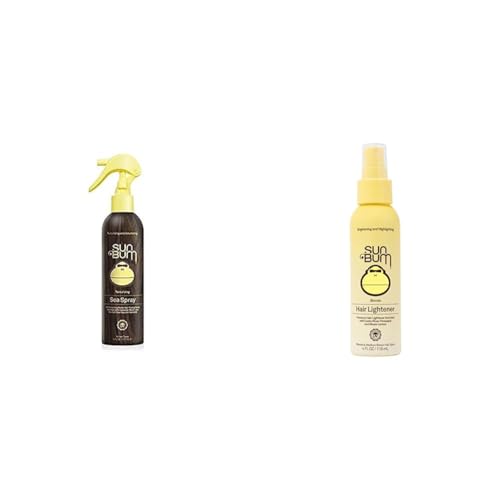 Sun Bum Sea Spray Texturizing Volumizing Sea Salt Spray 6 FL OZ and Blonde Formula Hair Lightener 4 oz Spray Bottle for Blonde to Medium Brown Hair