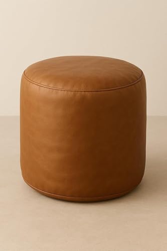 Image of Bean Bag Cover | Gaming Seat with Side Pocket | Premium Leatherette, Washable Cover, Double Stitching | for Lounge & Bedroom | Cover Only (Free Pillow & Footrest, No Beans) (Tan, XL)