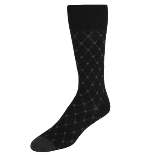 Trafalgar Men's Ciel Diamon Patterned Mid-Calf Merino Wool Socks (1 Pair)
