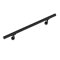 Meranti Aluminum Handrail for Indoor or Outdoor Steps and Stairs – Hand Rails for Elderly – DIY Complete Stair Railing Kit (6' Length, Black Textured)