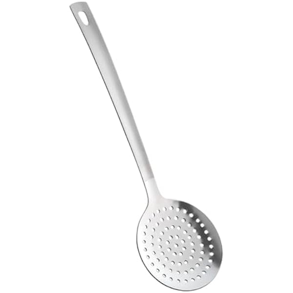 Metaltex Seria Dana łyżka cedzakowa 32 cm z solidnej stali nierdzewnej, wytrzymała łyżka piankowa