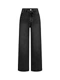 Cider Jeans mit weitem Bein für Damen, hohe Taille, Denim-Hose, Boyfriend-Jeans, trendig, lässig, Sommerunterteil, Schwarz, S