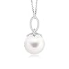 ANGARA Freshwater Pearl Solitaire Pendant for Women | 8mm Round Freshwater Cultured Pearl Diamond Solitaire Pendant Necklace in Sterling Silver | June Birthday, Anniversary, Gemstone Jewelry Gift | AA #1
