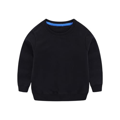 Boys Girls Crewneck Sweatshirt Soft Fleece Sweatshirts Long Sleeve Solid Pullover Winter Warm Tops for Child