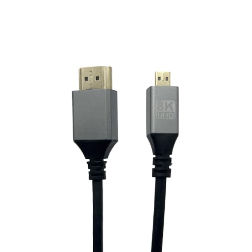 Seadream Micro HDMI to HDMI 2.1 8K Cable 1.64FT Aluminum Shell 48Gbps Ultra Thin 8K@60hz, 4K@120hz Support HDR eARC Dolby HDMI Cord (8K 1.64FT)