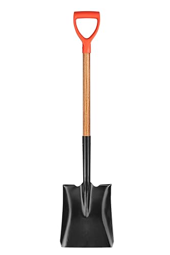 LA Zinnia Square Digging Shovel, Hardwood Handle, D-Grip, Gardening Shovel, Snow Shovel