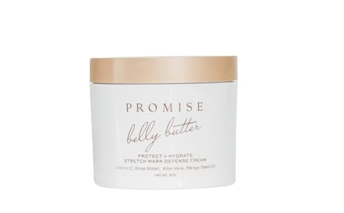 Promise Stretch Mark Prevention Belly Butter, Stretch Mark Butter for Pregnancy, Deeply Hydrating, Vegan, With Vitamin C, Shea Butter, 6 oz, Made in the USA, Ultra-Clean Skincare