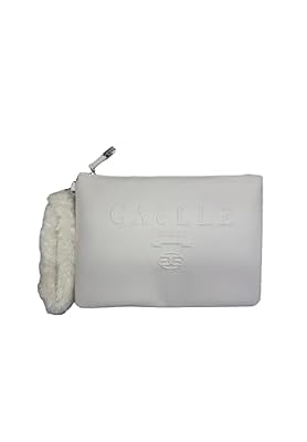 Gaelle Paris Pochette in Similpelle con Manico in Ecofur Amovibile, Colore Burro, 30 x 20,5 x 0,5 cm, con Tasca Interna e Chiusura a Cerniera