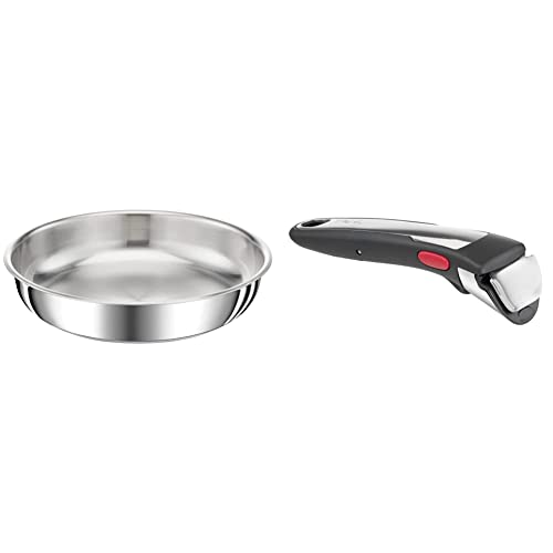 Tefal Ingenio Preference Poêle 28 cm, Empilable, Acier inoxydable, Induction, Polyvalence, Gain de place L9720602 & Tefal Ingenio Poignée amovible Premium...