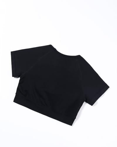 Image of AUROLA Influence Crop Top Workout Shirts for Women, Ultra-Soft Seamless Gym T Shirts Short Sleeve Running Workout Tops