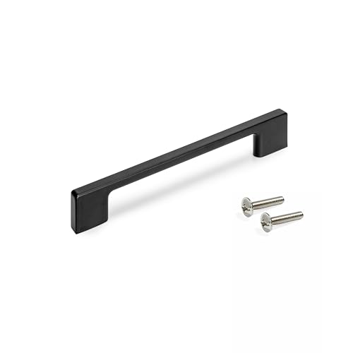Emuca - Lot de 5 poignées pour meubles Montréal, L192mm, entraxe 160mm, Zamak, Peint en noir