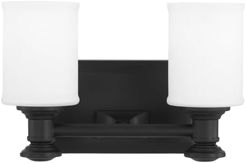 Minka Lavery 5172-66A Harbour Point Vanity Bath Light, 2-Light, 200 Total Watts, 11.25-in H x 7.25-in W, Coal Black