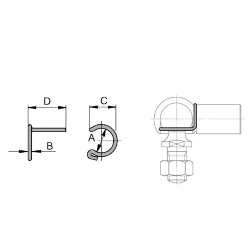 cyclingcolors 5x Universal-Sicherungsring für Lenkkugelgelenk aus verzinktem Stahl, Länge 12 mm, Ø Kopf 7 mm, Clip-Verbindung, Gaszylinder-Lagerkugel-Ersatz