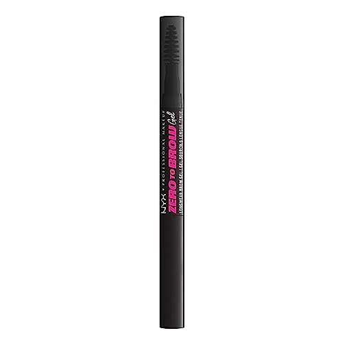 NYX Professional Makeup Longwear Vegan Tinted Liquid Eyebrow Gel, Natural Look Brow Mascara, Up to 2 Day Wear, Transfer-, Fade- and Smudge-Resistant, Zero to Brow, Shade: 12 Black