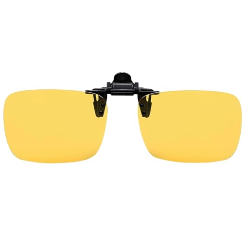 Polarized Clip on Night Driving Glasses Anti-Glare UV 400 Protection Night Vision Glasses Nighttime Glasses for Prescription Glasses (Yellow)