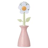 Vigar Florganic Dish Brush with Vase, Eco-Friendly, Daisy-Shaped Dish Brush and Holder, Pink