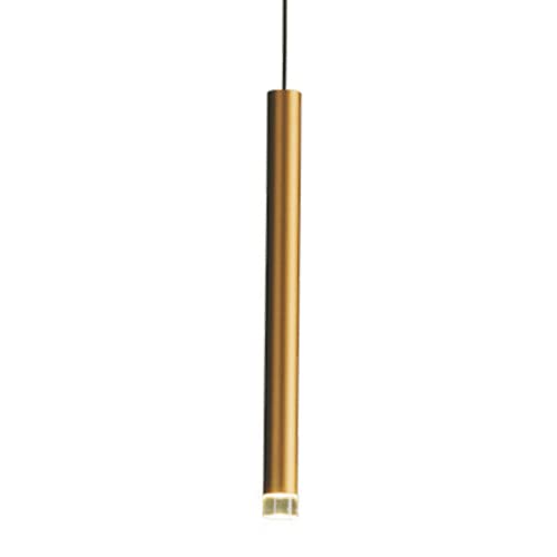 Lámpara de techo nórdica de cobre con tubo largo LED para barra de restaurante