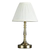 MiniSun | Antique Brass Touch Table Lamp with a Pleated Cream Shade | Table Lamps, Home Décor & Improvement Essential