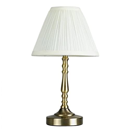 MiniSun | Antique Brass Touch Table Lamp with a Pleated Cream Shade | Table Lamps, Home Décor & Improvement Essential