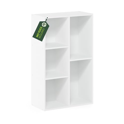 Furinno Luder Regal ohne Werkzeug, 5 Würfel, Weiß