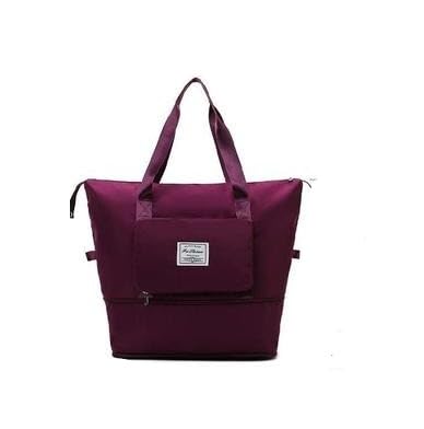 Foldable Travel Duffle Bag with Expandable Capacity Multi Pocket Crossbody Strap Carry On Luggage Bag Purple Free Size-picture-24