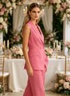 Women's 2 Piece Pant Suit Double Breasted Vest Blazer Split Wide Leg Pants Summer Casual Work Office Outfit