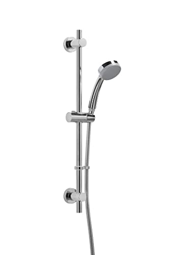 Croydex Presion Chrome Shower Riser Rail Kit, 68cm Riser Rail, Pressure Boosting Shower Head