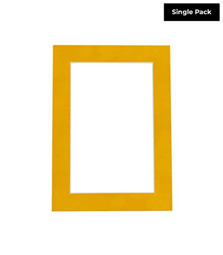 12x18 Mat Bevel Cut for 11x17 Photos - Acid Free Bright Yellow Precut Matboard with Backing Board and Crystal Clear, Self Seal Photo Mat Bag - for Pictures, Photos, Framing - 4-ply Thickness