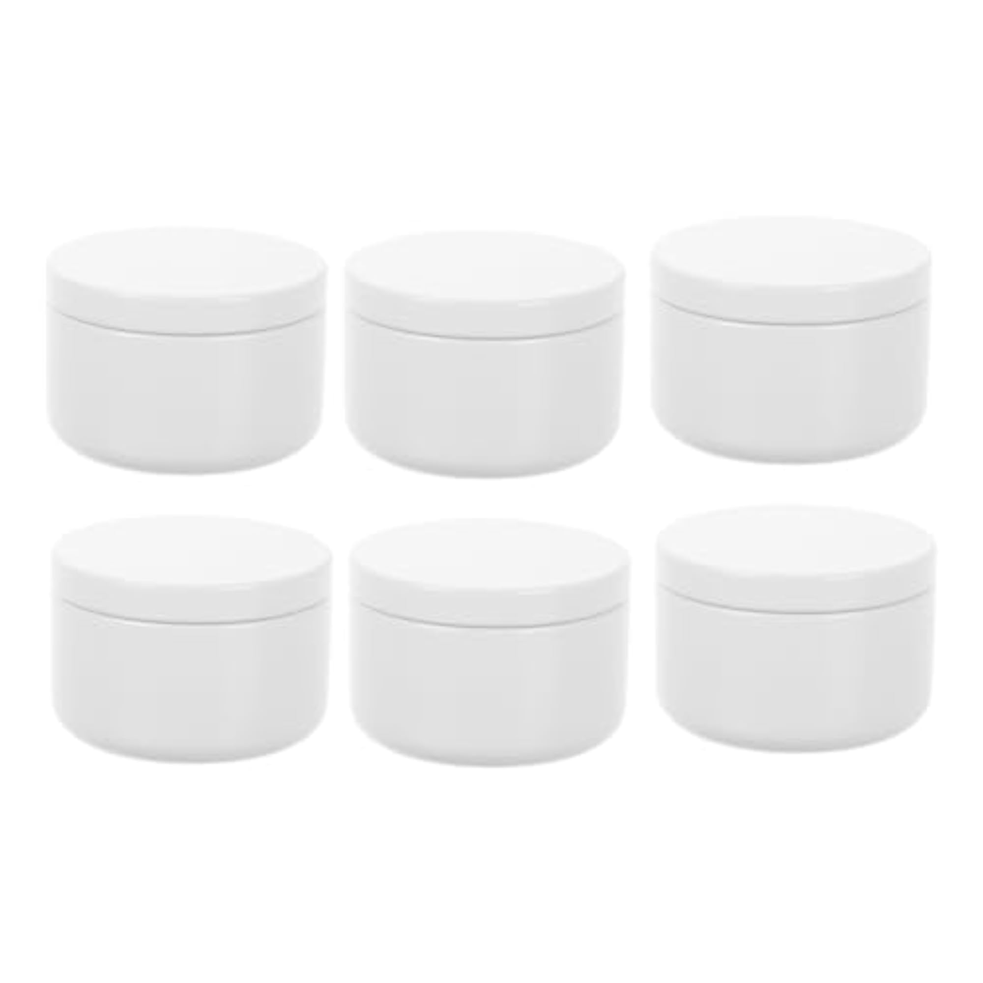 6pcs White Aluminum Round Tins with Lids