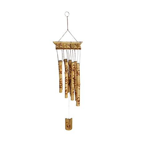 Image of Plus Value Feng Shui Bamboo Wind Chimes Wooden for Positive Energy Home, Balcony, Garden, Office Decor | Peaceful Sound, Vastu-Friendly (8 Pipes, 31.5 Inch | 80 CM)