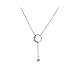 WOKEZ Collier À Anneau en Argent Sterling Femme Chaîne De Clavicule Collier Court Zircon Brillant Glousque (Gem Color : Imitation Platinum, Length : 40cm)