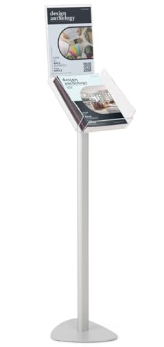 Displays2go Lobby Signs with Poster Holder, Acrylic, Aluminum, One Pocket – Silver (MBSTNDHDR2)