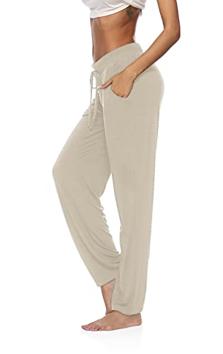 Image of DIBAOLONG Womens Yoga Pants Wide Leg Comfy Drawstring Casual Loose Straight Leg Lounge Pants Workout Running Sweatpants