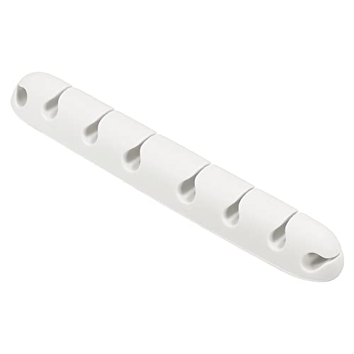 MECCANIXITY Cable Clips Cord Organizer for Desk, 8 Slots Silicone Adhesive Cord Holders Organizer Cable Management for USB Charging Cable, White