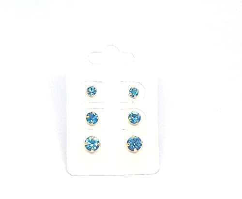Kit Com 3 Pares De Brincos Banhados1º, 2º e 3º Furo Coloridos (Azul Turquesa)