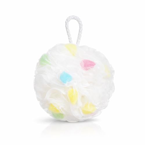 Loofah Sponge Shower Puff Soft Mesh Bath Sponge for Women and Men Shower Puff Exfoliating Sponge Body Scrubber Sponges Bath for Rich Lather (White)