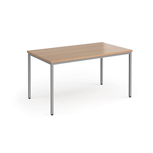 Mr Office Flexi 25 rectangular table with silver frame 800mm deep, 1400, Beech