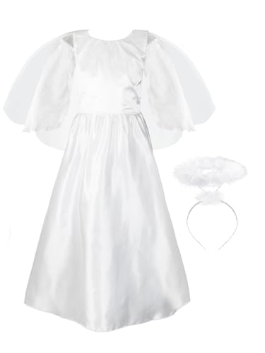 Disfraz de ángel blanco para niñas 7-8 años miniatura 4