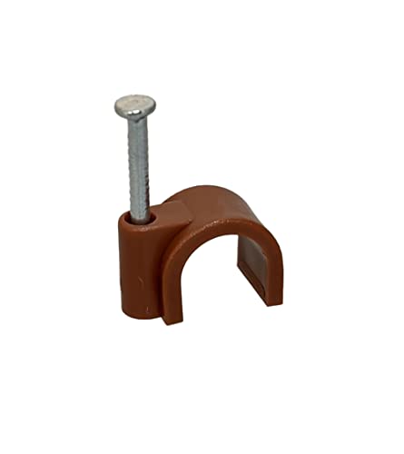 Runde braune Kabelklemmen, 5 mm mit Befestigungsnägeln – Packung mit 50 Stück
