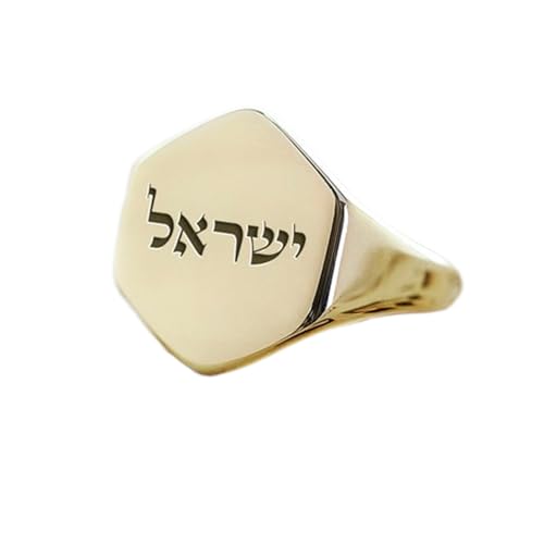 Bague en hébreu hexagonale hypoallergénique pour peaux sensibles en argent