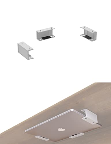 ZZHDESBY Under Desk Laptop Mount Under Desk Laptop Drawer with Adhesive & Screw Fit for Macbooks, Keyboard, Routers, Modems, Cable Box, Network Switch and More (White)