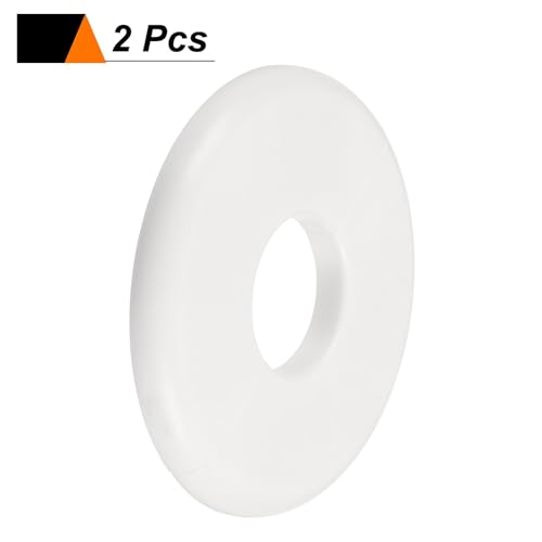 HARFINGTON 2pcs Wall Split Flange 26.5mm/1\" Self-Adhesive Plumbing Cover Plates ABS Plastic Round Escutcheon Plate Buckle Design for Water Pipe Bathroom Kitchen Decoration, White - Thumbnail 3