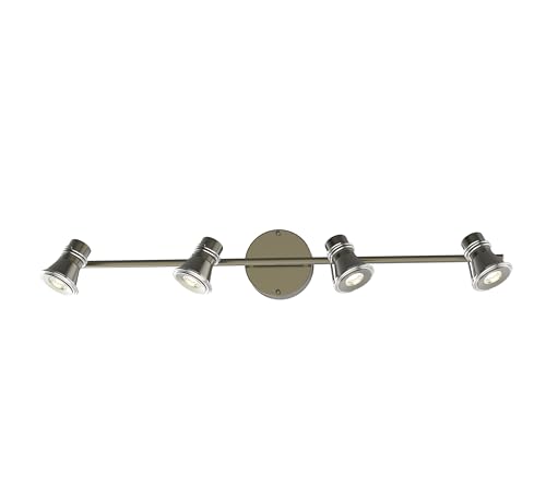 Image of 4-Light Dimmable LED Track Lighting Kit, Industrial Gunmetal Flush Mount Ceiling Spotlight, Adjustable Heads with Directional Lighting (LED Bulbs Included)
